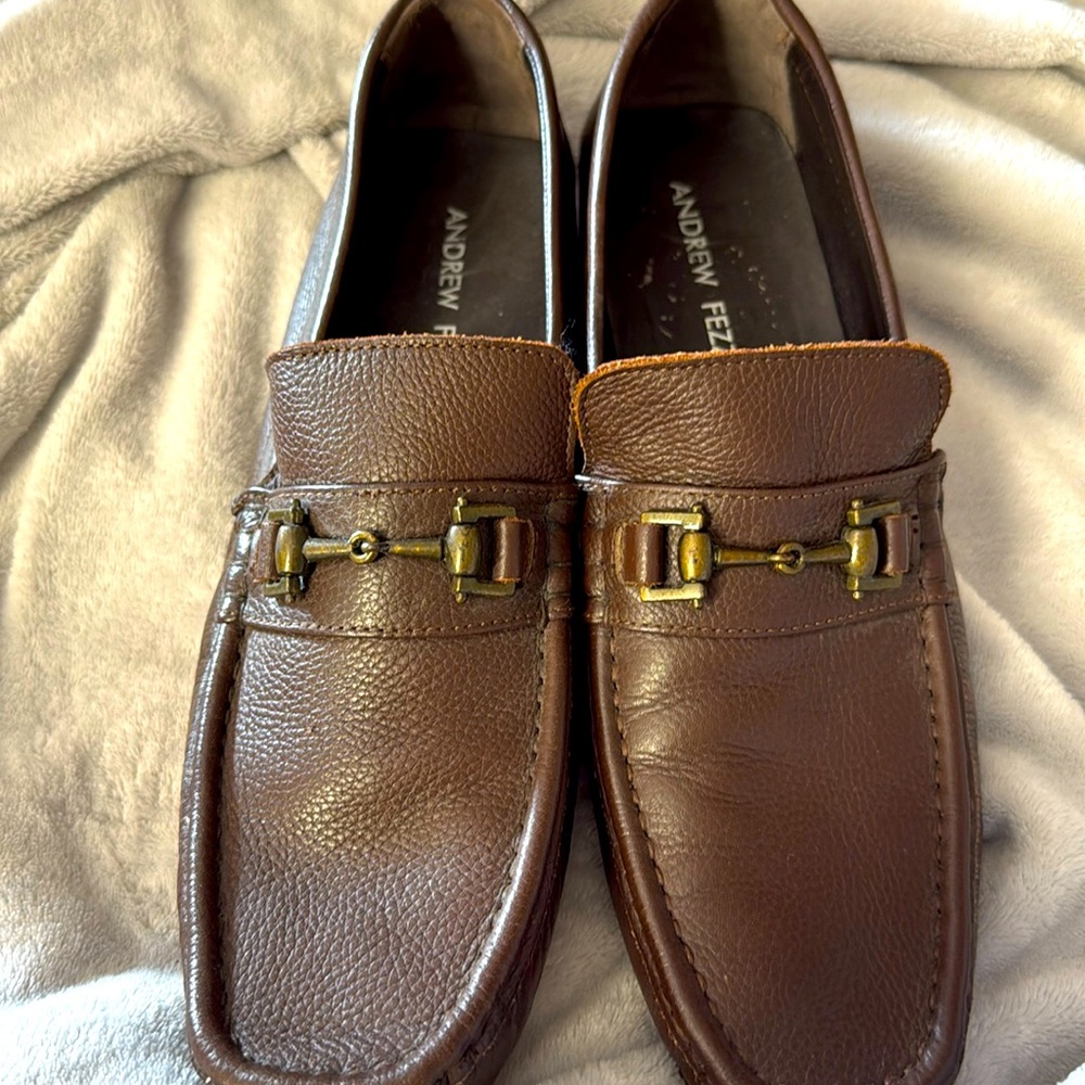 Andrew Fezza Tim Leather Saddle Bit Buckle Driver Shoes Size 9.5